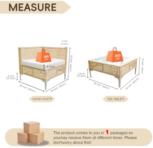 boho outdoor patio furniture set - 3 piece, package contents