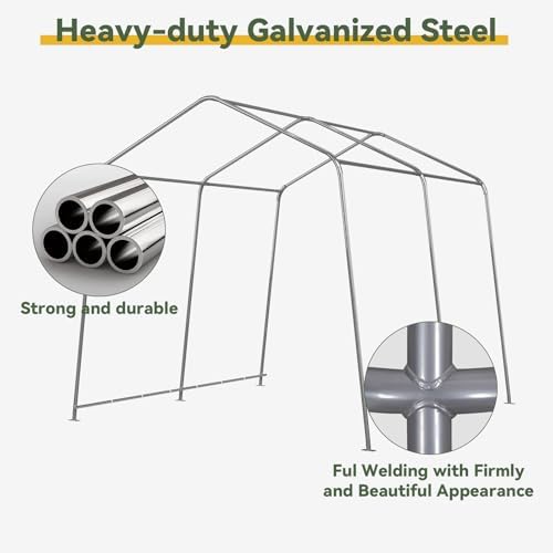 aoxun 10x10 ft outdoor portable storage shed tent, close-up detail