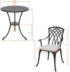 nuu garden bistro set 3 piece outdoor cast showing dimensions