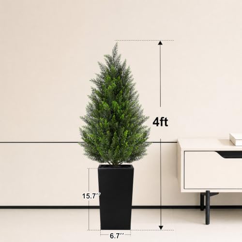 vivatrees 4ft artificial cedar topiary trees 2 pack showing dimensions