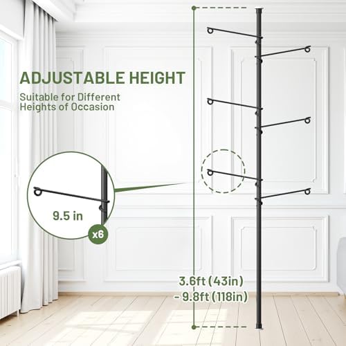 tension rod plant stand, plant poles for hanging on a desk or shelf