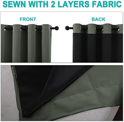 nicetown 100% blackout curtains 54 inches long, double-deck showing dimensions