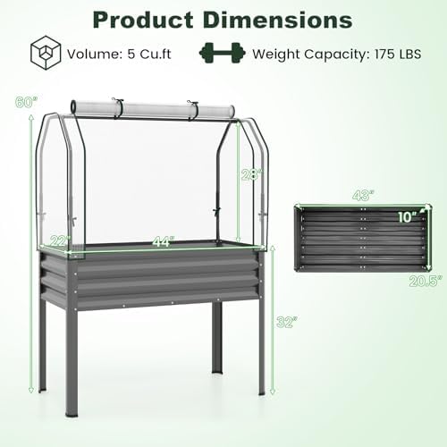 giantex raised garden bed with legs & greenhouse, view 9