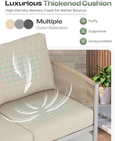 aluminum outdoor patio furniture set with dual-layer coffee showing dimensions