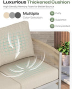 aluminum outdoor patio furniture set with dual-layer coffee showing dimensions