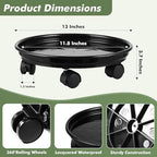 7 packs plant caddy with wheels 11.8" plastic, side view