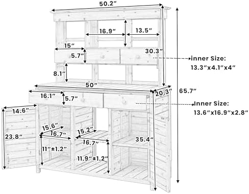 lumisol garden potting bench table with hutch, solid on a desk or shelf