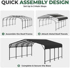 20x20 ft metal carport, outdoor heavy duty 2, front angle view