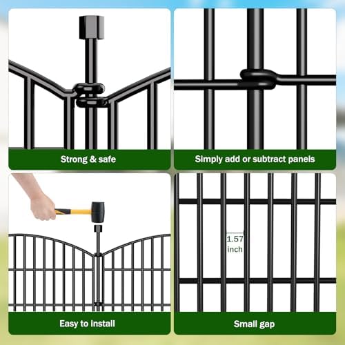 10 panel no dig decorative garden fence 32" showing dimensions