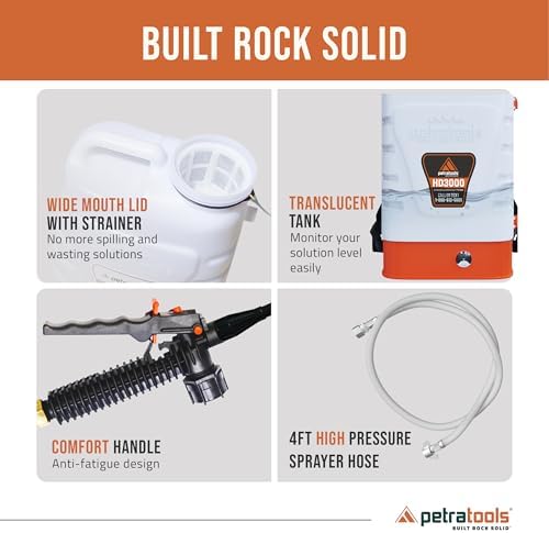petratools hd3000 3 gallon battery powered backpack sprayer on a desk or shelf