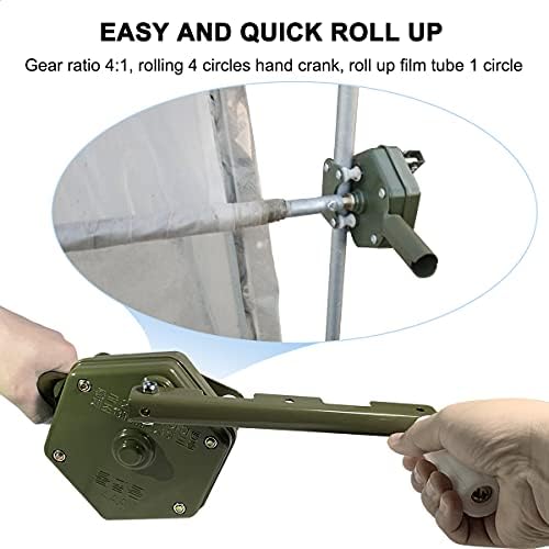 uygalaxy greenhouse sidewall manual film roll up hand shown in use