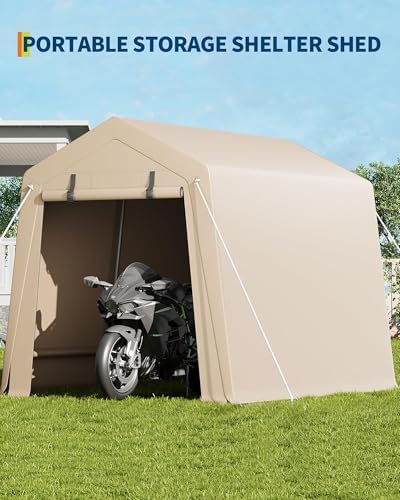 garvee 7'x10' outdoor portable storage shed, waterproof &, close-up detail
