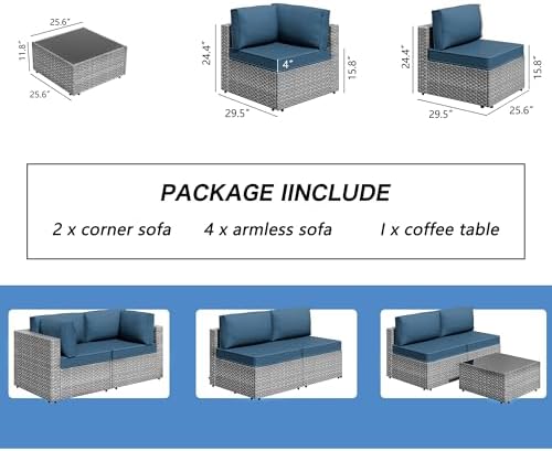 shintenchi 7 pieces outdoor patio furniture sets, patio, close-up detail