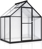 airwire 4x6 ft walk-in polycarbonate greenhouse for outdoor, front angle view
