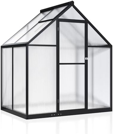 airwire 4x6 ft walk-in polycarbonate greenhouse for outdoor, front angle view