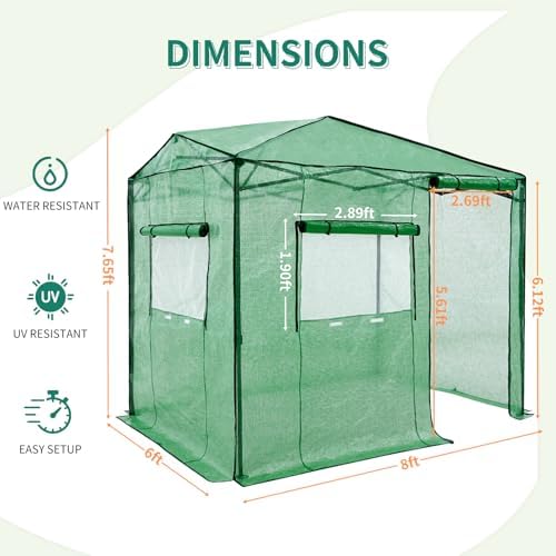eagle peak 6x8 easy setup pop up greenhouse, close-up detail