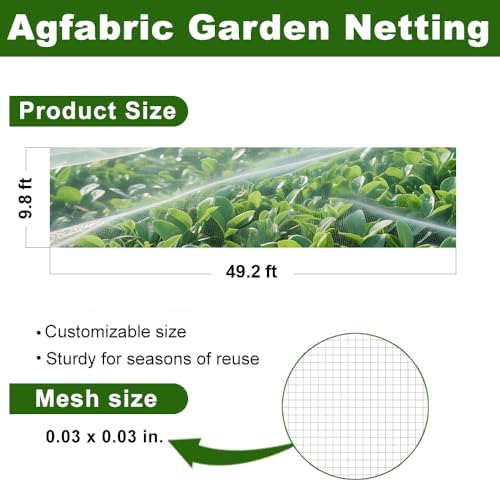 agfabric garden netting 9.8x 49.2 ft insect pest shown in use