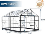 howe 10x14x8.4 ft polycarbonate greenhouse with 4 vent, package contents