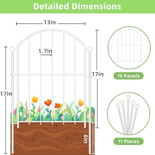 decorative garden fence, 17in (h) x 10ft(l) no showing dimensions