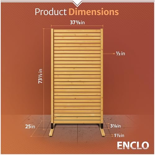 enclo slatted freestanding/surface mounted privacy screen, cedar wood on a desk or shelf