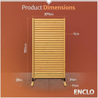 enclo slatted freestanding/surface mounted privacy screen, cedar wood on a desk or shelf