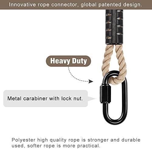 SELEWARE 4ft Hammock Straps, Tree Swing Rope with Carabiner | Beige Extension Kit, Easy Setup, Supports Tree Swings, Hammock Chairs, Indoor Outdoor Applications
