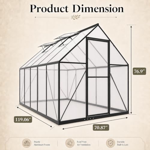 hooyeah greenhouse kits for outdoors, 6x10 ft walk-in shown in use