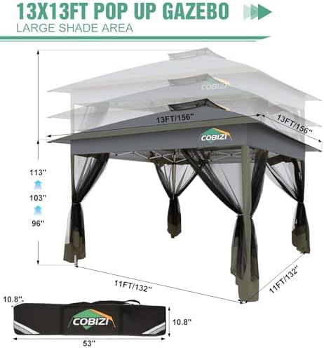 cobizi 13x13 pop up canopy tent-gazebos on clearance shown in use