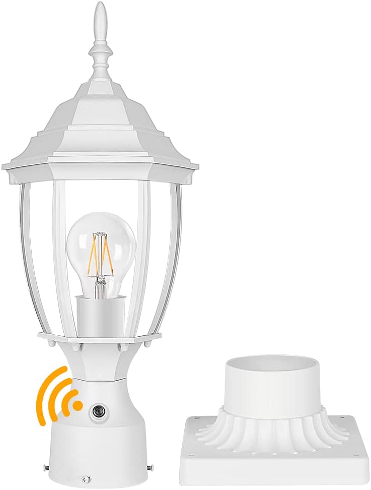 partphoner dusk to dawn white outdoor post light, main product view