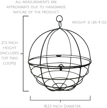 large wrought iron hanging globe planter – amish, package contents