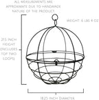 large wrought iron hanging globe planter – amish, package contents