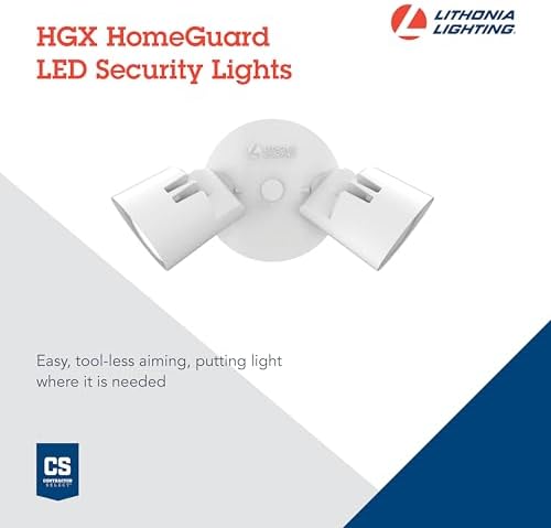 lithonia lighting homeguard 2-light led outdoor flood lights, close-up detail