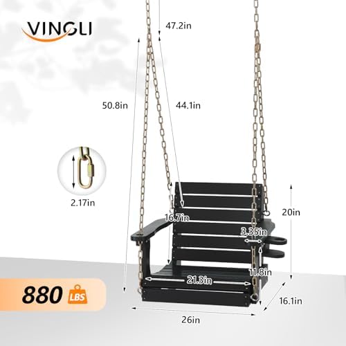 vingli 2.2ft hdpe porch swing with cup holder, close-up detail