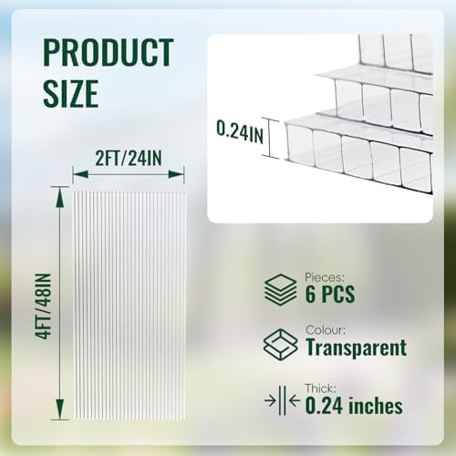 evereco 6 pcs greenhouse panel, 4'ft x 2'ft, close-up detail