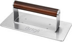 Brigii Smash Burger Press, Rectangular Grill Press, Bacon Press, Heavy Duty | Stainless steel, smooth surface, heat-resistant wooden handle, dishwasher safe, no seasoning, patties, steak, chicken, BBQ