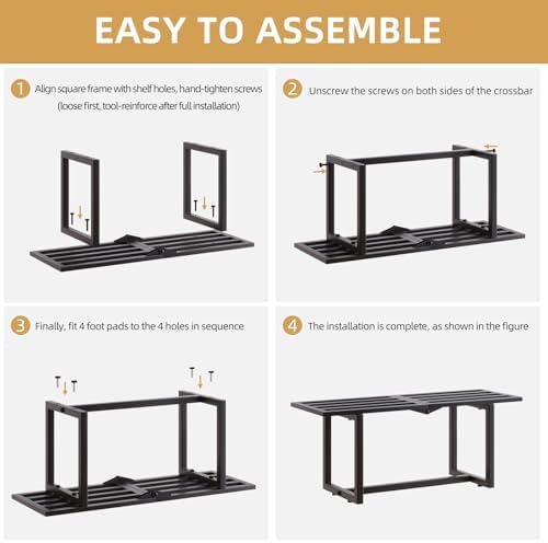plant stand, foldable metal shelf, indoor outdoor,black, view 9