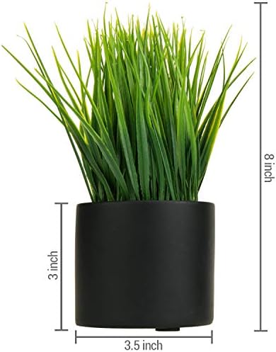 mygift tabletop artificial grass plants decorative faux greenery showing dimensions