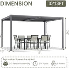 louvered pergola 10' x 13', outdoor aluminum pergola on a desk or shelf