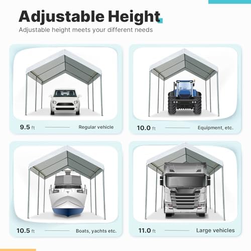 advance outdoor adjustable 10x15 ft heavy duty carport shown in use