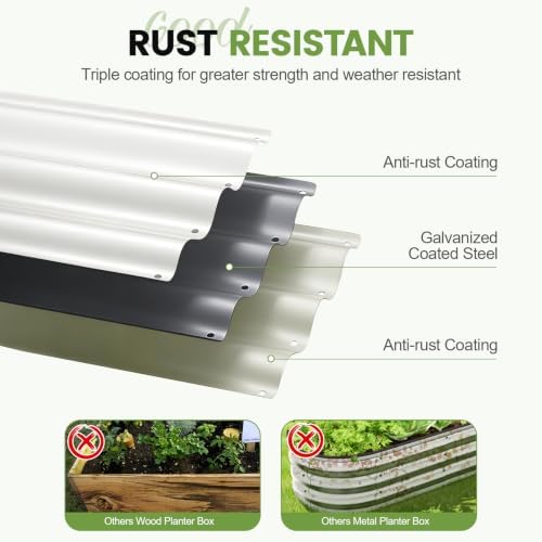 g good gain 2pcs raised garden beds galvanized, close-up detail