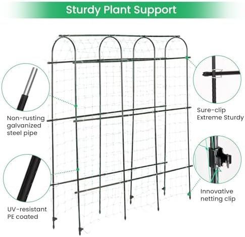 garden cucumber trellis large 6ft tall metal trellis, side view