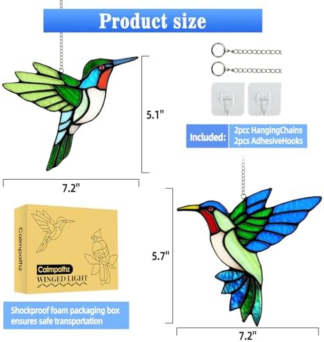 hummingbird stained glass window hanging suncatchers,gifts for women on a desk or shelf