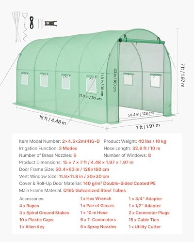 vevor walk-in tunnel greenhouse, 15 x 7 x on a desk or shelf
