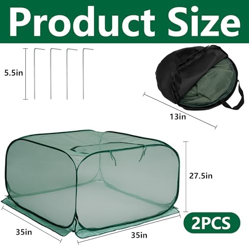pop up mesh plant cover, 35" x 35" shown in use