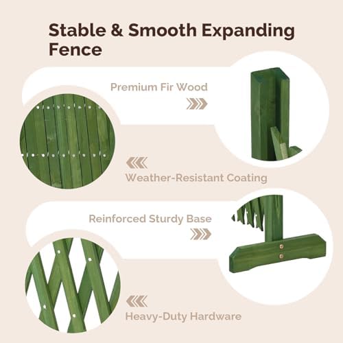 vingli 2 packs expandable garden fence, 27.55in freestanding shown in use