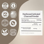 zen principle hardwood activated charcoal powder 100 percent, close-up detail