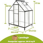 6x4 ft greenhouse with polycarbonate panels vent, dark shown in use