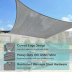12' x 12' x 12' gray sun shade showing dimensions