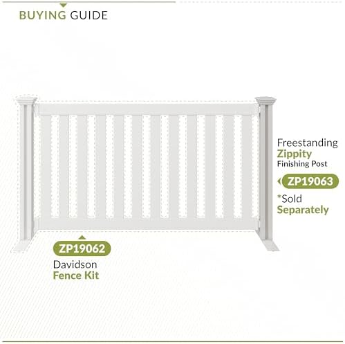 zippity davidson portable event fence, white vinyl freestanding, front angle view