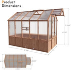 modern shade everbloom 6.5'x10' wooden greenhouse, 8' extra-tall, close-up detail